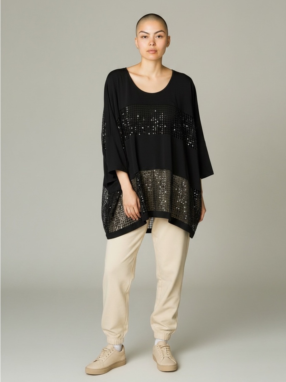 Joseph Ribkoff Black Sequin-Trim Relaxed Tunic 12